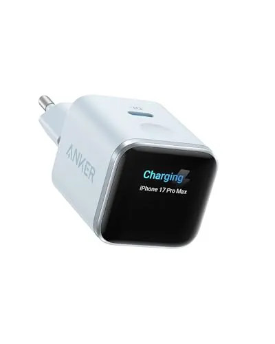 Anker Smart Ladegerät, Anker Nano 45W USB C Ladegerät mit Display und intelligenter Erkennung, integriertem Schonmodus, kompaktes GaN Schnellladegerät für iPhone 17/16/15 Serie, iPad, MacBook