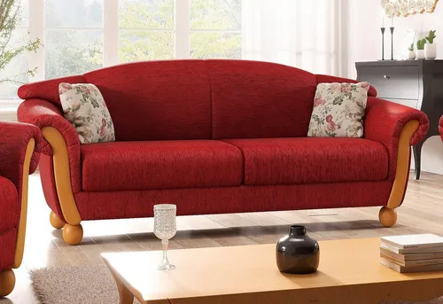 Home affaire 3-Sitzer Milano, bequemes Sofa mit geschwungenen Armlehnen, Landhaus-Stil