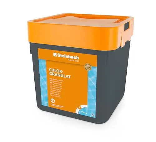 Steinbach Poolpflege Chlorgranulat 5 kg – Schnelllöslich & Effektiv - Chlorgranulat für die Poolpflege, schnelllöslich und pH-neutral, ideal für Erstdosierung und Schockbehandlung. Effektiv gegen Pilze und Viren.