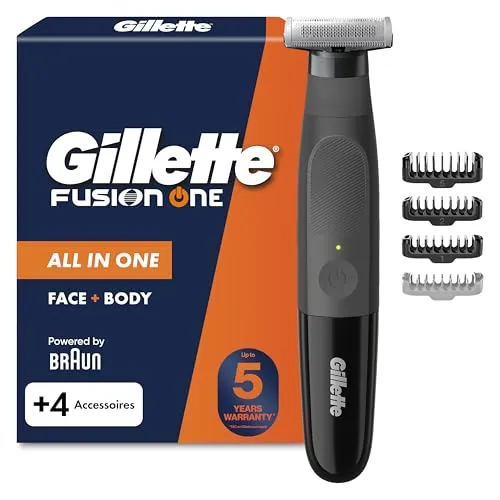 Gillette Fusion One Hybrid Barttrimmer - Der Gillette Fusion One Hybrid Barttrimmer & Rasierer ist dein vielseitiges Pflegewerkzeug für Gesicht und Körper. Mit präziser Schneidetechnologie für müheloses Trimmen und Rasieren.