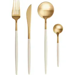 BUTLERS Besteck-Set STILETTO 4-tlg. - Weiß/Gold