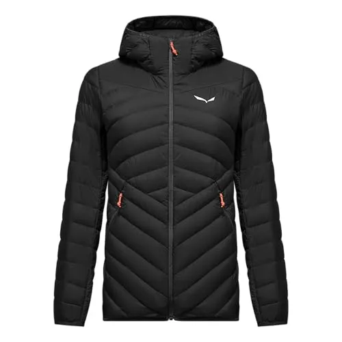 Salewa Brenta RDS Daunenjacke Damen - Schwarz, XS - Funktionsjacke für alpines Bergsteigen, warm und leicht, mit elastischer Kapuze und hoher Kragen für besten Schutz. Ideal für Skitouren, nachhaltig mit Salewa Committed Standard.