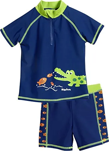Playshoes Unisex Kinder Schwimmset Krokodil - Zweiteiliges Badeoutfit mit UV-Schutz 50+, ideal für den Sommer. Mit schnelltrocknendem Material und Windeleinsatz für sorgenfreies Spielen im Wasser.