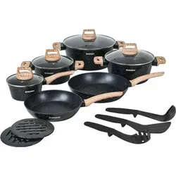 15-teiliges Granit-Kochgeschirr-Set mit Holzgriffen - Entdecken Sie das 15-teilige Kochgeschirr-Set mit Granitbeschichtung für müheloses Kochen. Ideal für alle Herdarten und mit hitzebeständigen Griffen, sorgt es für gleichmäßige Wärmeverteilung und einfache Reinigung.