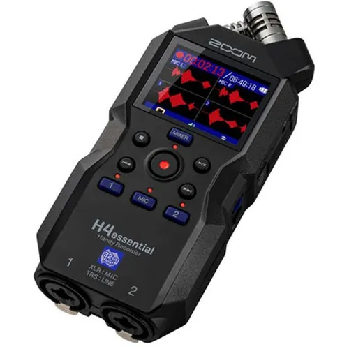 Zoom H4essential Handy Recorder - 4-Spur 32-Bit Float - Mehrspurrekorder mit übersteuerungsfreien Aufnahmen dank 32-Bit-Float-Technologie, ideal für Live-Musik, Podcasts und Filmton.