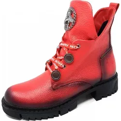 Go Fashion Damen Schnürboot rot - Trendige Eleganz in Größe 36 - Modischer Damen Schnürboot von Go Fashion in leuchtendem Rot. Aus hochwertigem Echtleder, mit praktischem Reißverschluss für einfachen Einstieg und einem bequemen Warmfutter für angenehmen Tragekomfort.