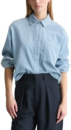 Marc O'Polo DENIM Langarmbluse mit Bubble-Struktur in Blue Dusk, Größe M - Lässige Cordbluse im loose fit für einen entspannten Look. Aus 100% Baumwolle, ideal für den Alltag. Maschinenwaschbar und bequem.