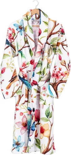 Egeria Bademantel Birdy, Baumwolle, Schalkragen, Gürtel - Der Egeria Bademantel Birdy bietet höchsten Komfort mit seinem weichen Frottee-Stoff und dem modernen digitalen Druck. Ideal für entspannte Momente nach dem Baden oder Saunagang, sorgt er für ein angenehmes Tragegefühl und stilvolles Design.