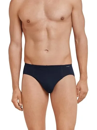 Schiesser Herren Essentials Slip 3er Pack - Dunkelblau mit Weichem Bund - Herren-Slips aus der SCHIESSER-Serie Essentials, mit kleinem Logo am Bund und perfekt sitzender, elastischer Single-Jersey-Qualität für hohen Tragekomfort.