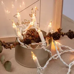 Lichterkette weiß Deko Schalter Glühdraht warmweiß 10 Birnen Indoor Party Balkon - Weiß
