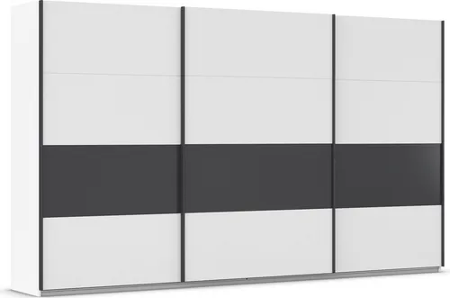 Schwebetürenschrank RAUCH CORTONA – Geräumiger Kleiderschrank mit Inneneinteilung - Kleiderschränke, eleganter Schwebetürenschrank in alpinweiß mit graumetallic Akzenten, bietet 12 Einlegeböden und 5 Kleiderstangen für optimale Organisation und Stauraum.