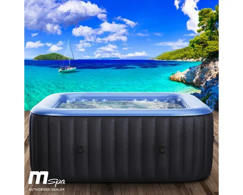 BRAST Aufblasbarer Whirlpool Tekapo für 6 Personen, 185x185cm - Whirlpool für drinnen und draußen mit 132 Massagedüsen, energiesparendem Timer und Schnellaufblas-Funktion für entspannende Wellnessmomente.