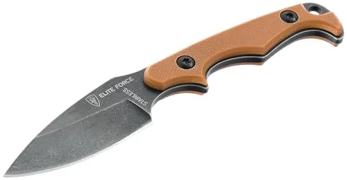 Elite Force EF714 Jagdmesser - Kompaktes Neck-Knife  - Feststehendes Messer mit 55mm Droppoint-Klinge, nur 40g leicht und ideal für Outdoor-Abenteuer. Sicher in Kydexscheide verstaut, immer griffbereit!