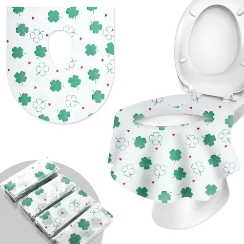 WUFANC 20 Stück Toilettenauflage Einweg, Universal Rutschfester Wasserdichter Und Antibakterieller Einweg-Toilettensitz, Toiletten Sitzbezug Kinder Und Erwachsene (Weiß-Pentagramm)