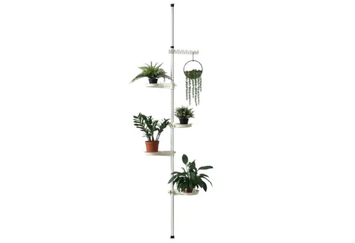 [en.casa] Teleskop Blumenregal - Höhenverstellbare Blumentreppe für bis zu 8 kg - Blumentreppen: Platzsparendes, teleskopierbares Pflanzenregal von 110-305 cm, ideal für kleine Räume, robuste Konstruktion und einfacher Aufbau für individuelle Pflanzenpräsentation.