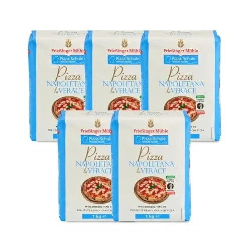 Bielmeier Frießinger Mühle Pizzamehl Verace Napoletana 5×1 kg – AVPN‑zertifiziertes Pizzamehl Typ 00 für originale neapolitanische Pizza, luftiger Teig & knuspriger Rand, Vorratspackung