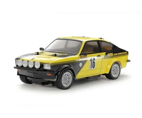 Tamiya 58729 1:10 RC Opel Kadett GT E Rallye - ferngesteuertes Modellbau-Auto, hochwertiger Bausatz mit individueller Lackierung und vielseitigem Antriebssystem