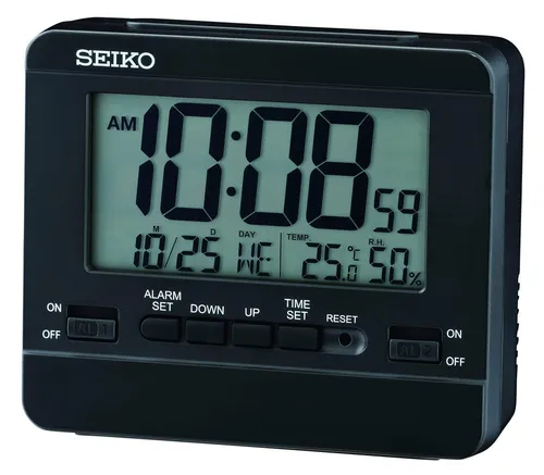 Seiko Quarzwecker QHL086K Digitalwecker - Wecker für Schlafzimmer mit Piepalarm und Innentemperaturanzeige, ideal für einen entspannten Start in den Tag.