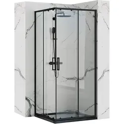 Rea Duschkabine Punto 80x80 Black mit Duschtasse Savoy Black - Elegante Duschkabine Punto in Schwarz, ideal für moderne Badezimmer. Die Schiebetür ermöglicht einfachen Zugang, während die transparente Glasfront für eine helle Atmosphäre sorgt. Lieferung in 2-4 Arbeitstagen!