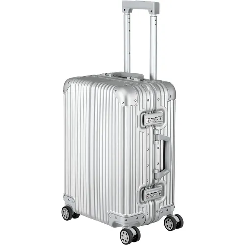 TecTake Bordtrolley Airway - Aluminium mit TSA-Schlössern, silber - Praktischer Bordtrolley für Handgepäck mit eleganter Aluminium-Oberfläche. Ideal für Reisen dank 360° drehbaren Rollen und TSA-Schlössern für Sicherheit. Perfekt für Geschäfts- und Urlaubsreisen!