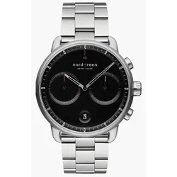 Nordgreen Copenhagen PIONEER Herren-Armbanduhr Quarz Schwarz - Elegante Herren-Armbanduhr aus Edelstahl mit 42mm Gehäuse, Quarzwerk und wasserdicht bis 5 ATM. Minimalistisches Design mit chronographischen Funktionen und Datumsanzeige – ideal für den täglichen Einsatz.