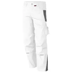 Bundhose "PRO" weiß/grau, Größe 46 - optimale Arbeitskleidung - Arbeits- & Schutzkleidung mit 6 Gürtelschlaufen, elastischem Stretcheinsatz und praktischen Taschen für Werkzeug und Handy – ideal für Profis!