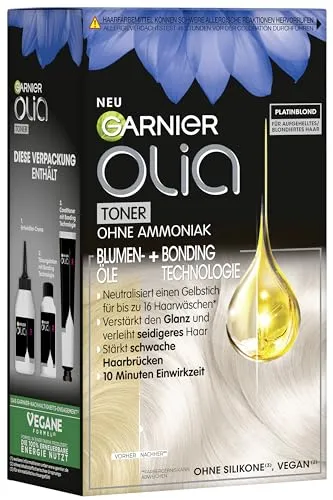 Olia Toner 10.01 Platinblond - Neutralisiert unerwünschte Gelbstiche in 10 Minuten, vegan und ammoniakfrei. Perfekt für blondiertes Haar und zur Auffrischung der Haarfarbe.