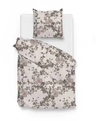 ZO HOME Bettwäsche Ruffina 155x220 taupe mit Blumenmuster - 2-teilige Baumwollbettwäsche in rosa mit floralem Design, ideal für einen gemütlichen Schlafbereich. Mit praktischem Reißverschluss für einfaches Beziehen.