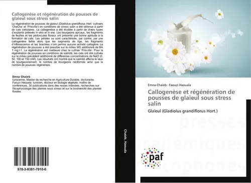 Callogenèse et régénération de pousses de glaïeul sous stress salin Emna Chaïeb