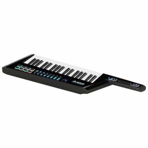 Alesis Vortex Wireless 2 Keytar Controller - MIDI Masterkeyboard mit 37 anschlagdynamischen Tasten, RGB-beleuchteten Pads und drahtloser USB-Verbindung; ideal für Performances und kreative Musikproduktion.