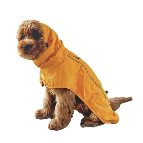 Spark Paws Hunderegenmantel, wasserdichte Winddichte Regenjacke, für kleine, mittlere, große und extra große Hunde, reflektierend, atmungsaktiv, mit vollständigem Körperschutz - Mustard Yellow - S