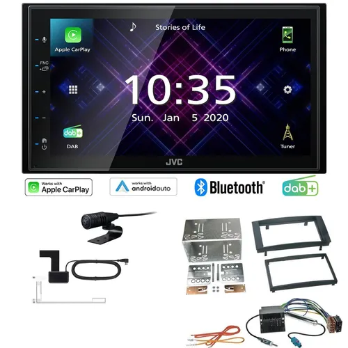 JVC Autoradio mit Apple CarPlay für Volkswagen T5 (2003-2015) - 2-DIN Autoradio mit Touchscreen, Bluetooth und DAB+, bietet eine einfache Integration für Ihr Fahrzeug und optimiert den Sound für ein erstklassiges Klangerlebnis.