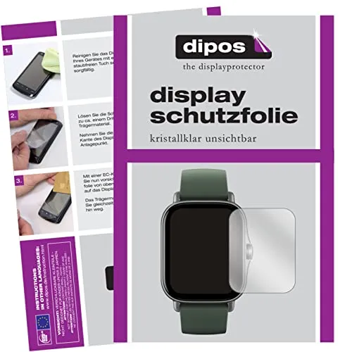 dipos I Schutzfolie kompatibel mit Amazfit GTS 2e Displayschutz-Folie klar (Kleiner als das Glas, da Dieses gewölbt ist)