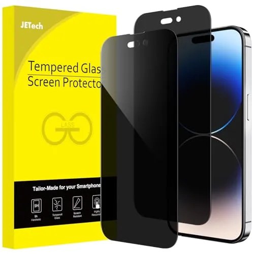 JETech Sichtschutz Full Screen für iPhone 14 Pro Max 6,7 Zoll, Anti-Spy Panzer Schutz Glas Folie Schutzfolie, Kante zu Kante Displayschutz Hat Keinen Einfluss auf die Hülle, 2 Stück
