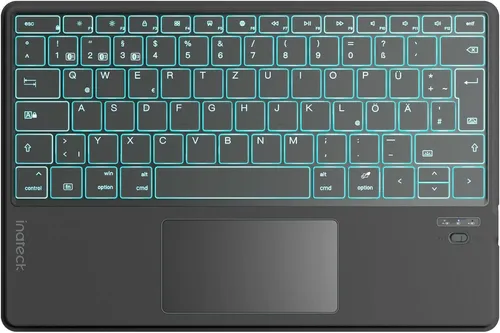 Inateck Tablet Tastatur mit Touchpad - Ultra Slim, 7-farbige Hintergrundbeleuchtung, KI-Funktionen und Multi-Device Unterstützung für Windows, iPad OS, Android und iOS