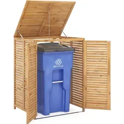 COSTWAY Mülltonnenhaus Holz für 120L Mülltonne - Mülleimer, wetterfestes Fichtenholz mit innovativem Deckel und belüftetem Design für einfache Nutzung und Geruchsvermeidung. Vielseitig einsetzbar als Geräteschuppen oder Sichtschutz.
