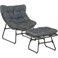 Outsunny Rattan Relaxsessel mit Fußhocker - Essstühle: Bequemer Gartensessel mit hochwertigem Rattan und ergonomischer Form für ultimativen Komfort im Freien.