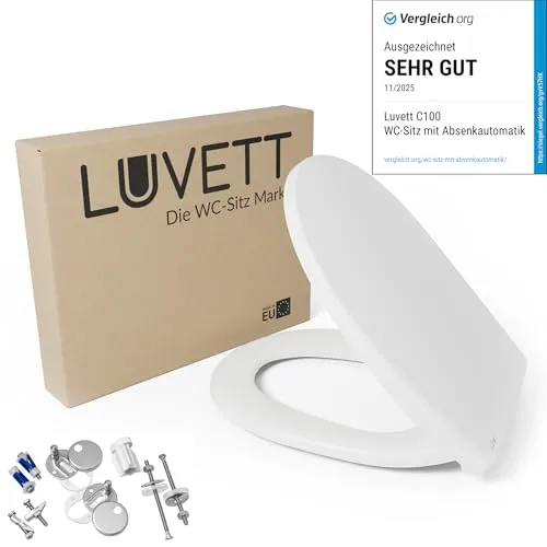 LUVETT® WC-Sitz C100 mit Absenkautomatik - WC-Sitz mit doppelter Absenkautomatik, abnehmbar für einfache Reinigung und in 17 Farben erhältlich. Hergestellt in Europa, belastbar bis 175 kg – ideal für jedes Bad.