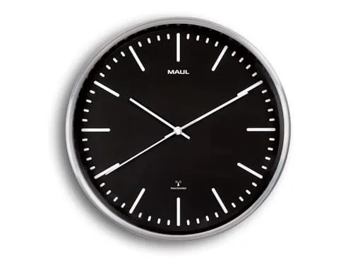 Maul Wanduhr Maulfly Funkuhr, Ø 30,5 cm, schwarz - Wohnaccessoires mit automatischer Zeiteinstellung, stilvolles Design und inklusive Batterie für sofortige Nutzung.