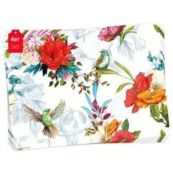 Tischsetmacher Tischsets Bunte Kolibris mit Wildblumen, aus hochwertigem Vinyl (4 Stück), 44 x 32 cm