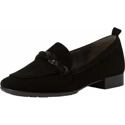 Tamaris Comfort Damen Loafer ohne Absatz aus Leder – Stilvolle Business Slippers in Schwarz, Größe 39 EU - Hochwertige Leder-Loafer mit Wechselfußbett für individuellen Komfort. Optimaler Sitz durch Comfort Fit, ideal für Büro und besondere Anlässe.