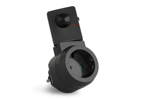 SEBSON Bewegungsmelder Zwischenstecker Bewegungsmelder - Schuko Stecker 230V programmierbar, (1-St), Schwenkbar, max. 1000W LED geeignet, Steckdosen-Adapter
