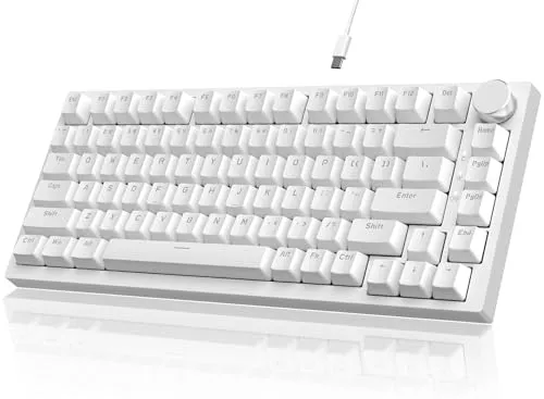 YINDIAO Ajazz AK820 Mechanische Tastatur - 75% ANSI-Layout mit Hot-Swap - Erleben Sie die kompakte YINDIAO Ajazz AK820 Mechanische Tastatur mit 81 Tasten und einzigartigem Knopfdesign. Die verbesserte Dichtungsmontage sorgt für ein angenehmes Tipperlebnis. Ideal für PC und MAC, mit stilvollem eisblauen Licht.