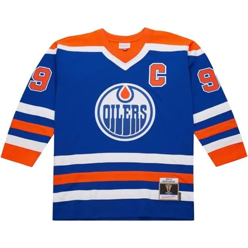 Wayne Gretzky Edmonton Oilers 1986 M&N Jersey - M - Retro NHL Fan Jersey im Throwback-Design mit V-Neck, ideal für echte Sport-Fans und Sammler.