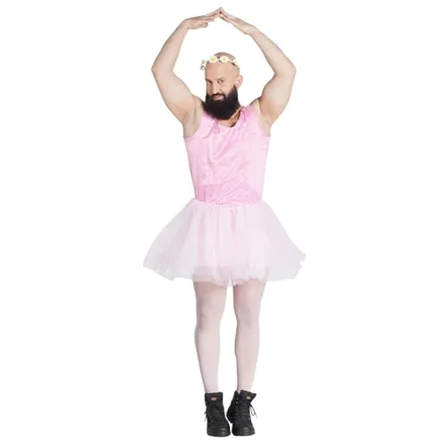 Boland Herren Kostüm Ballett Tänzer XL, Faschingskostüm in Rosa - Witziges Herren Kostüm von Boland in Größe XL. Das rosafarbene Tutu-Kleid aus glänzendem Stoff sorgt für einen auffälligen Auftritt auf Faschings- und Mottopartys.