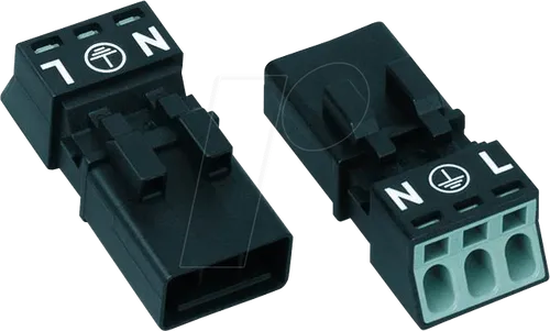 Wago Stecker 3-polig, Kodierung A, schwarz (890-213) - Kompakte 3-polige Stiftleiste für einfache und schnelle Installation in engen Räumen. Ideal für zuverlässige Verbindungen mit innovativer Push-in CAGE CLAMP-Technik.