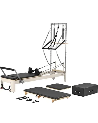VEVOR Pilates Reformer Maschine für Heim-Fitnessstudio - Hochwertiger Pilates-Reformer mit robustem Aluminiumrahmen, ideal für Anfänger und Fortgeschrittene. Inklusive Zubehör für vielseitige Workouts und bis zu 181,44 kg Tragfähigkeit. Perfekt für effektives Training zu Hause.