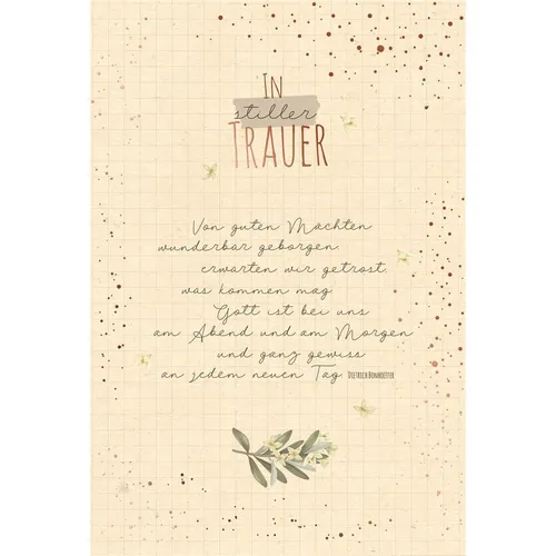 Trauer – Beileid – Kondolenz - Trauerkarte im Format 11,5 x 17 cm mit Umschlag -