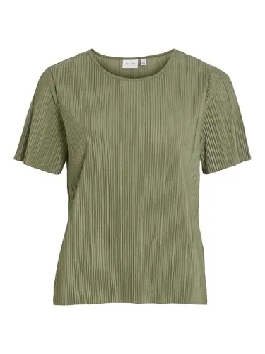 Vila Viplisa O-Neck S/S Top - Noos - Stylisches Oberteil mit Plissees und kurzen Ärmeln im Regular Fit, ideal für vielseitige Outfits.