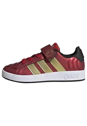 adidas Marvel Avengers Grand Court Klettschuh für Kinder - Die adidas Marvel Avengers Grand Court Klettschuhe bieten kleinen Helden Komfort und Strapazierfähigkeit. Mit 3D Avengers A-Logo und sicherem Klettverschluss sind sie perfekt für aktive Abenteuer. Ideal für Spielplatz und Schule.